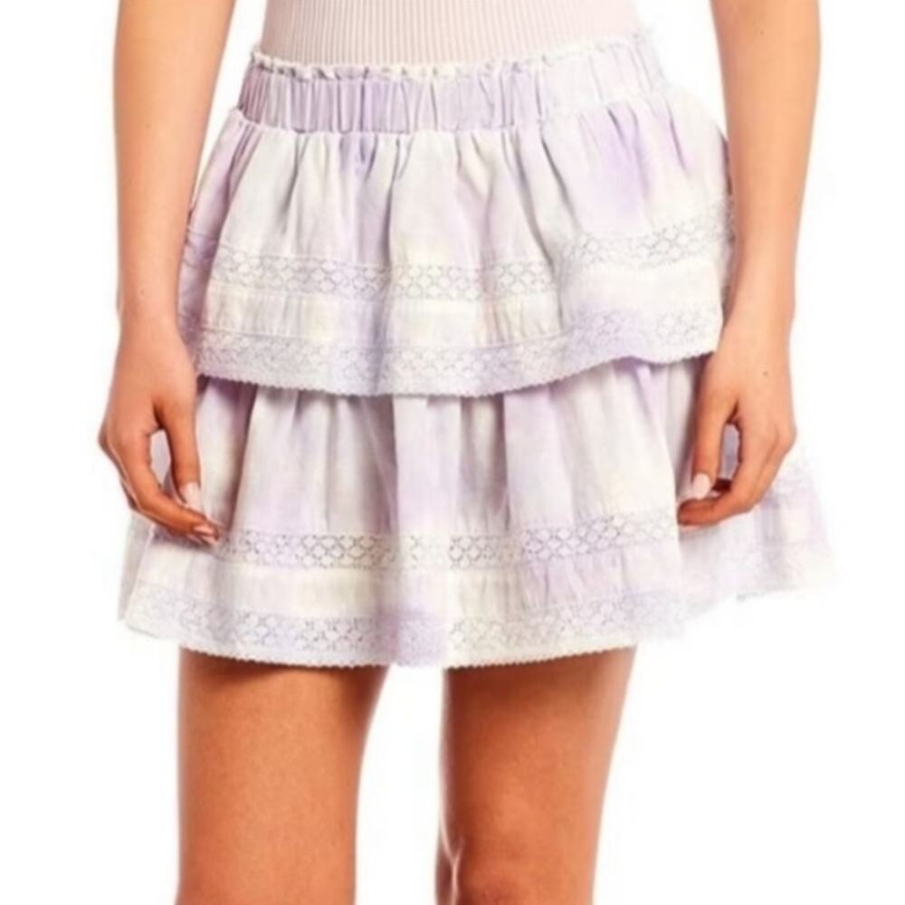C&V Chelsea Violet S NEW Tiered Lace Inset Tie Dye Ruffle Skirt Coquette